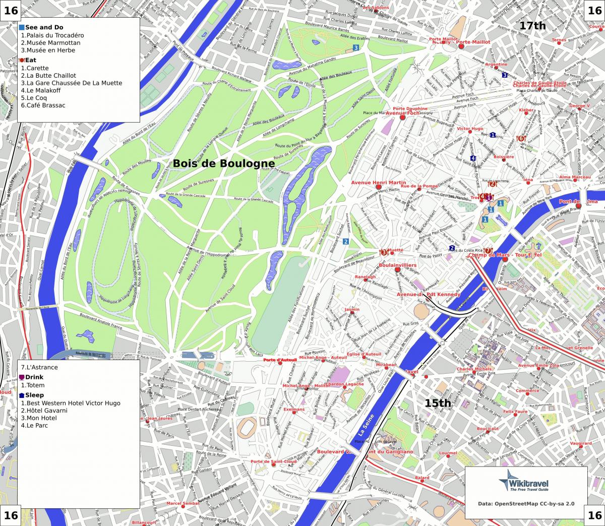 Mapa 16. dzielnicy Paryża