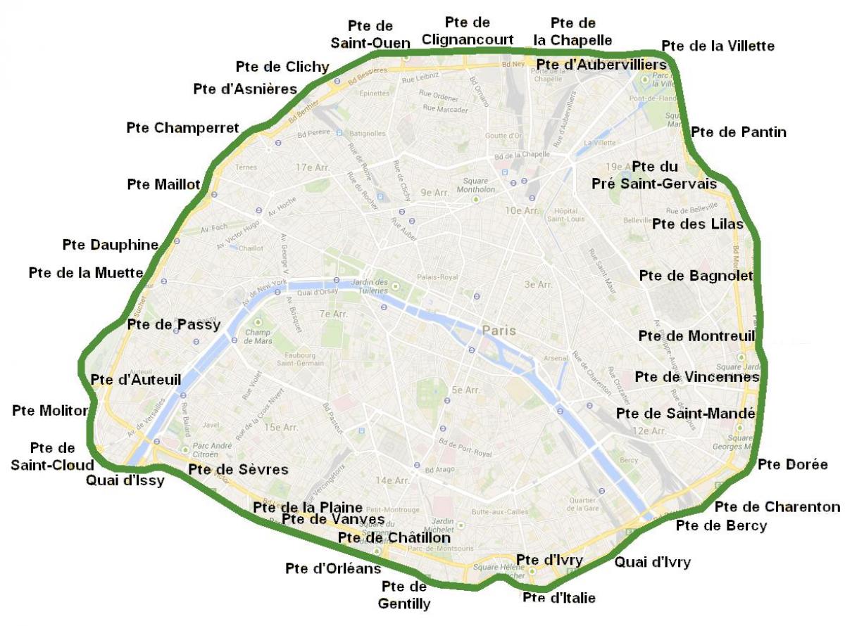 Mapa miejskich bram Paryża