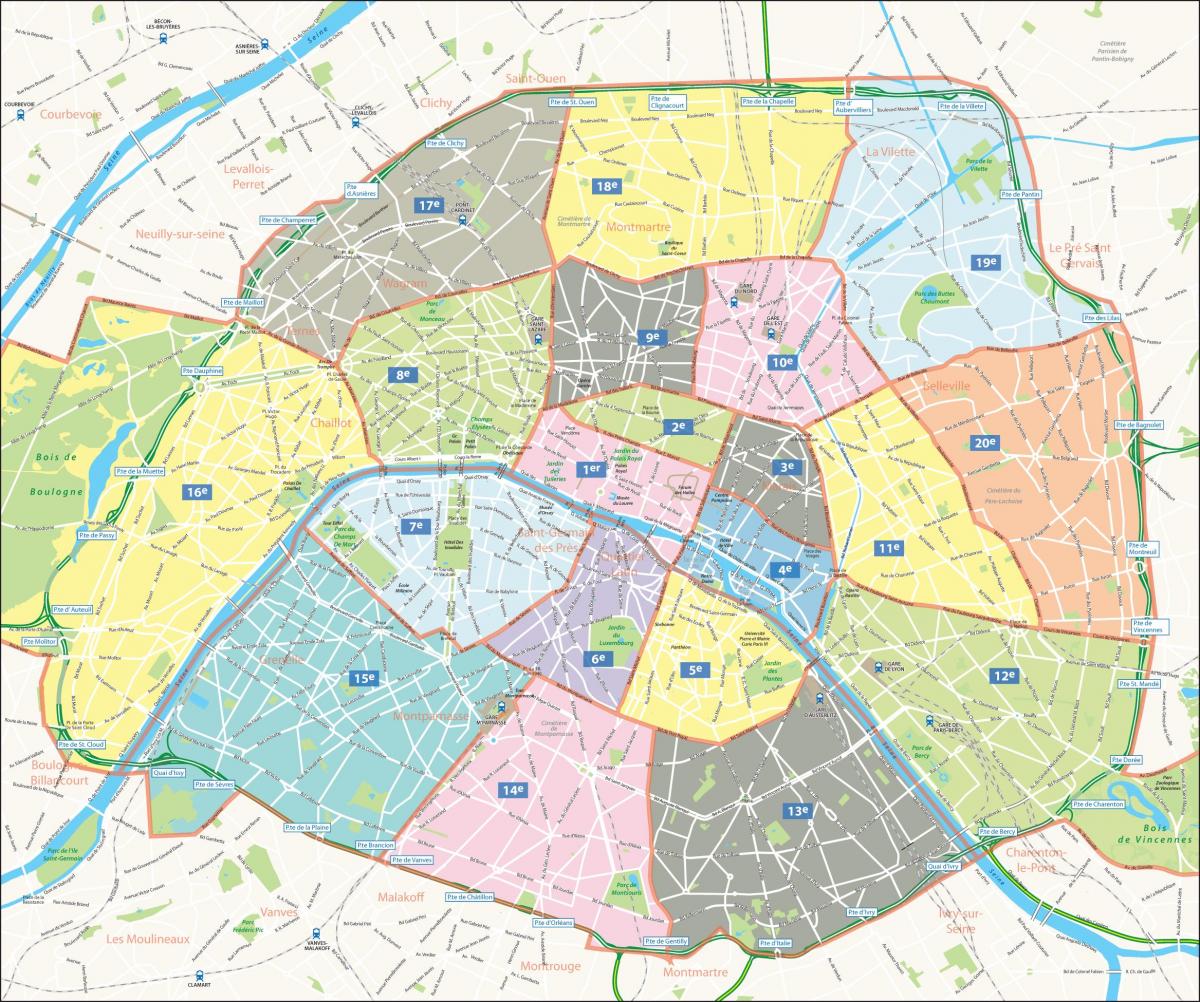 Mapa powiatów Paryża