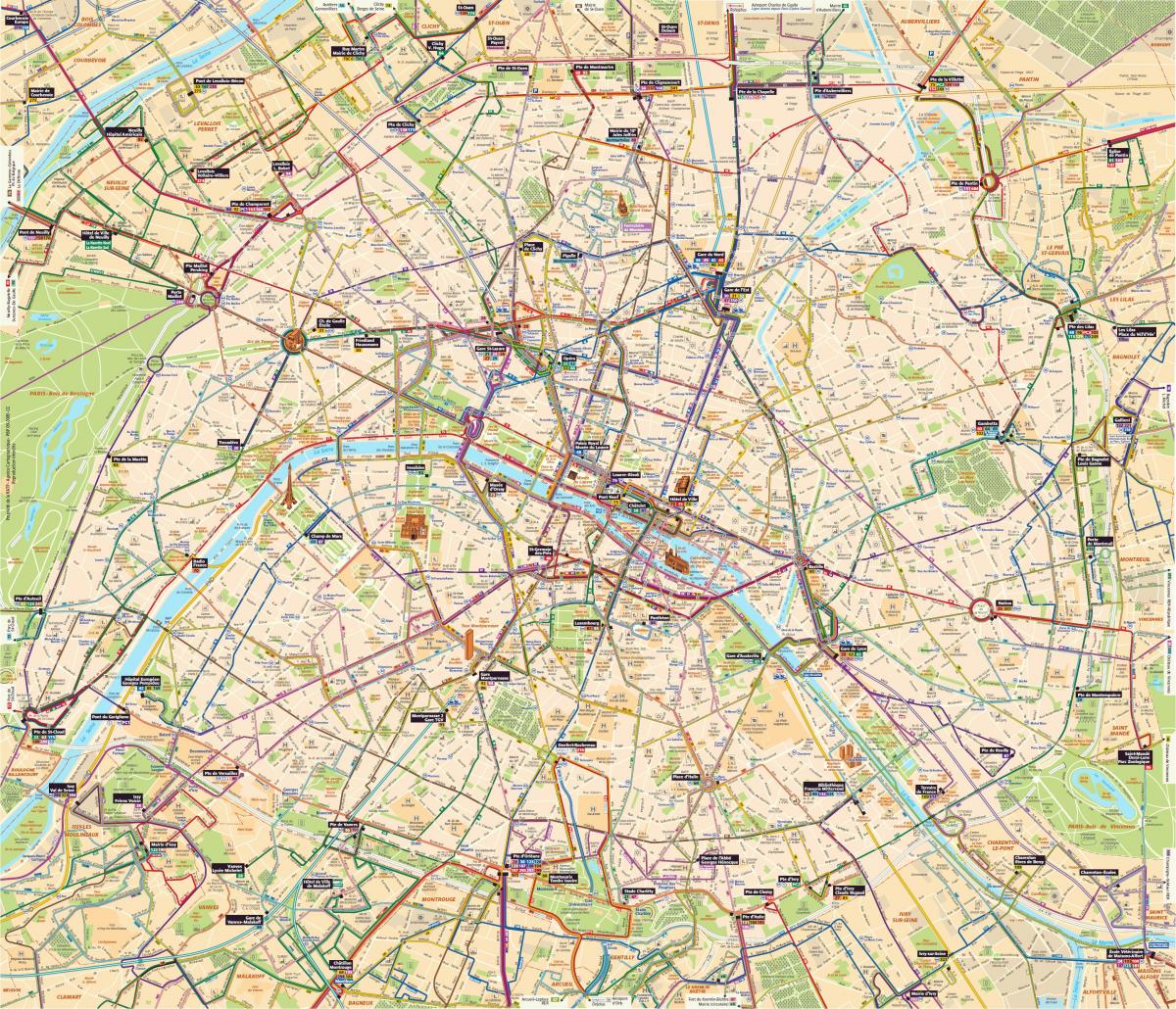 Mapa Paryża autobusem