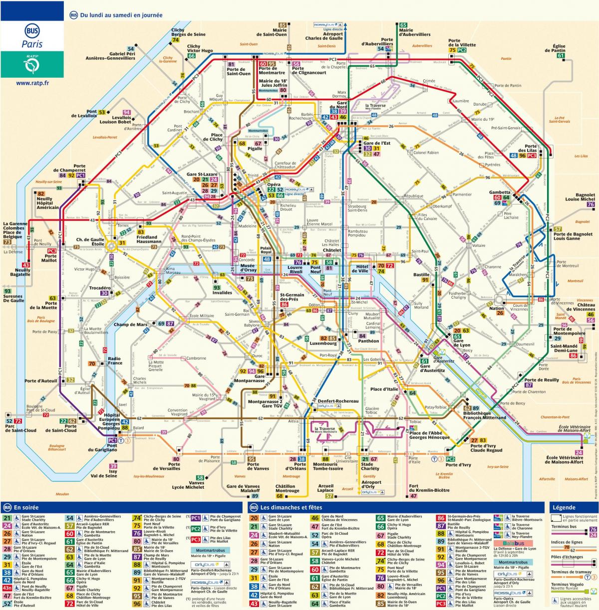 Mapę przystanków autobusowych РАТП