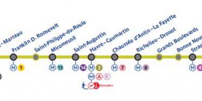Mapa Paryża linii metra 9