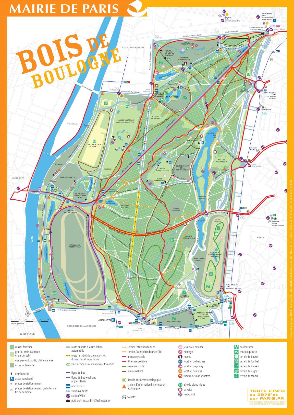 Mapę Bois de Boulogne