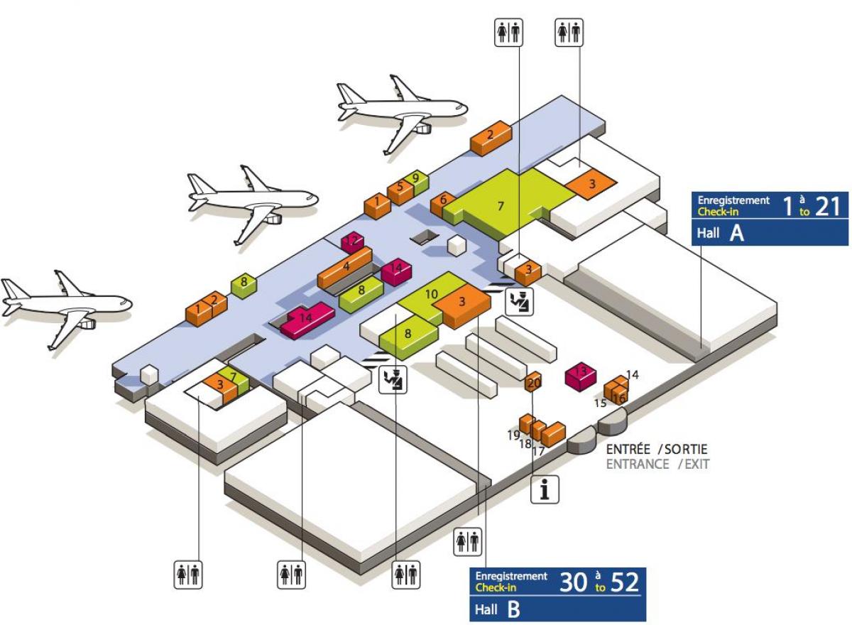 Mapa Charles-de-Gaulle terminal 3 lotniska
