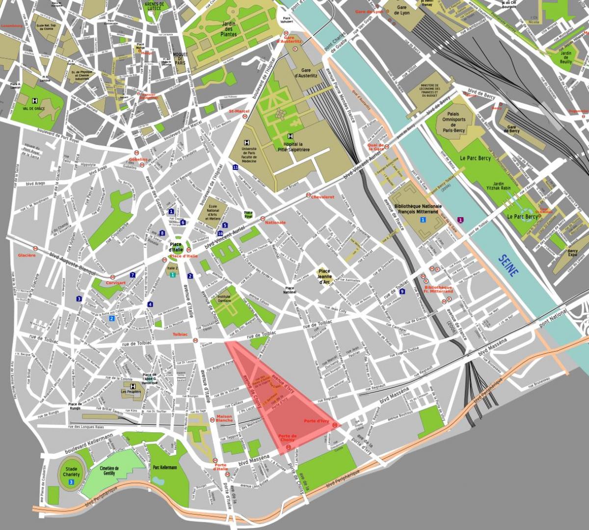 Mapa chińskiej dzielnicy Paryża
