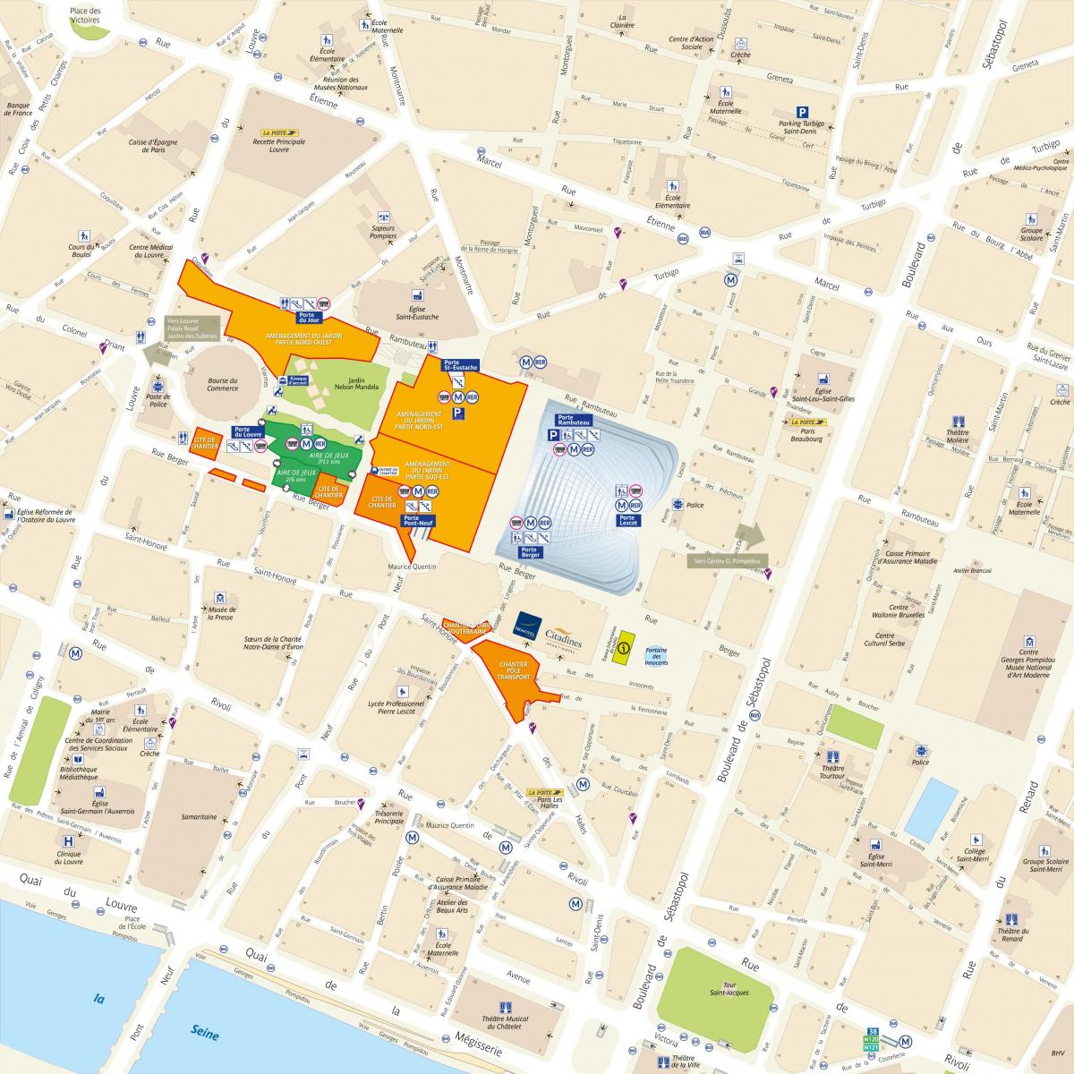 Mapa dzielnica Les Halles