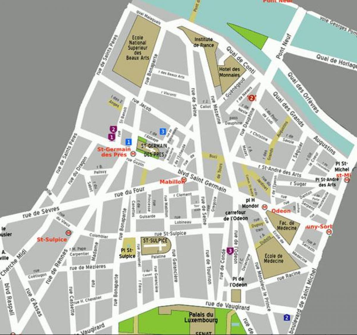 Mapa dzielnica Saint-Germain-des-prés