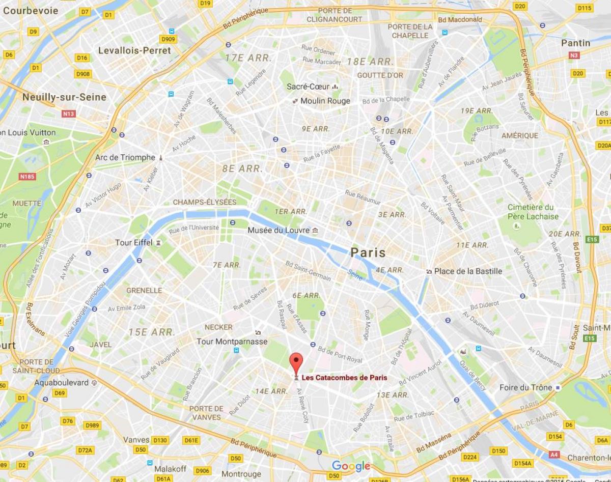 Mapa katakumby Paryża
