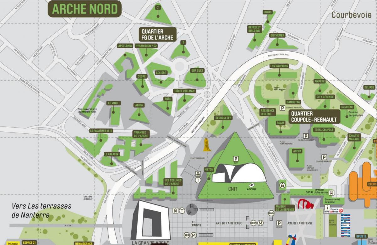 Mapę La Défense, w północno-Арче