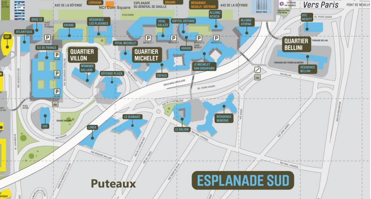 Mapę La Défense Południowej Esplanada