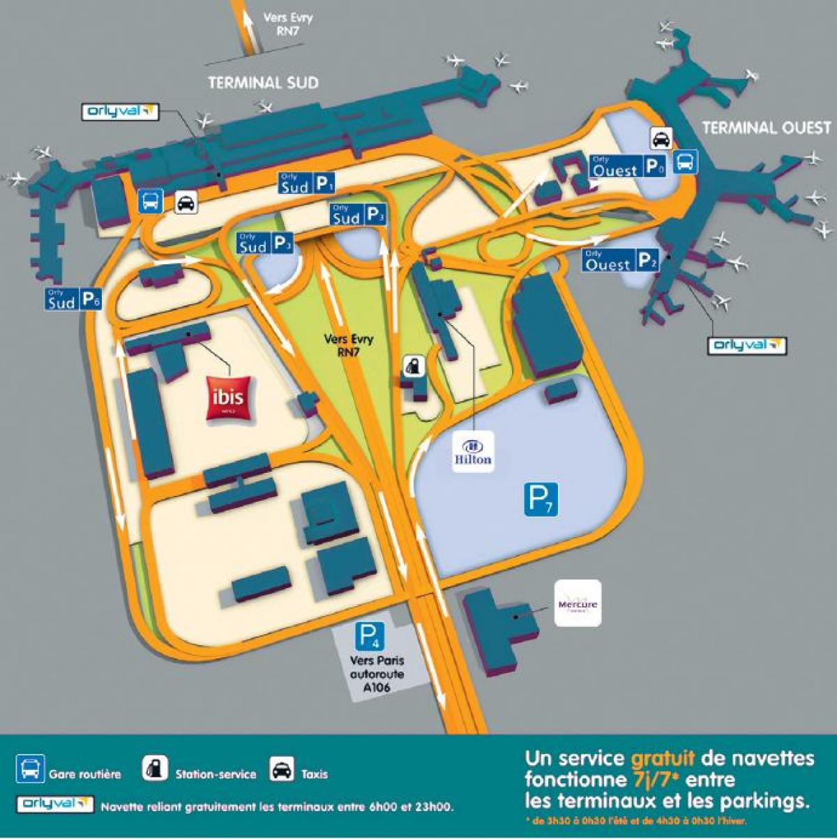 Mapa lotniska Orly