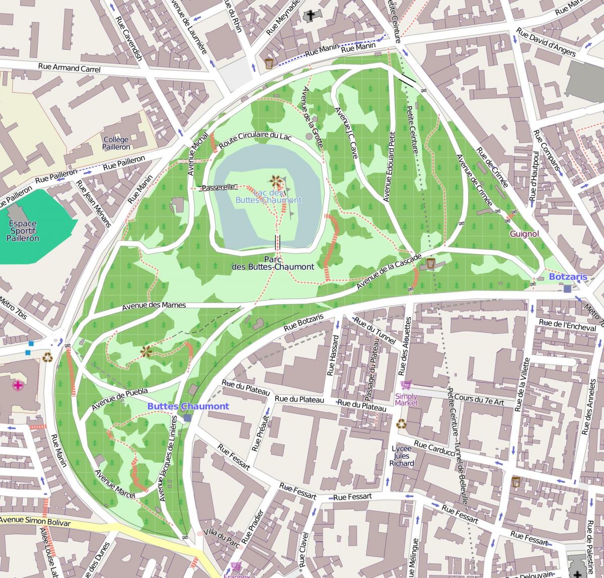 Mapa Park buttes-Chaumont