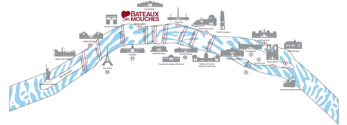 Mapa Paryża latają łodzi