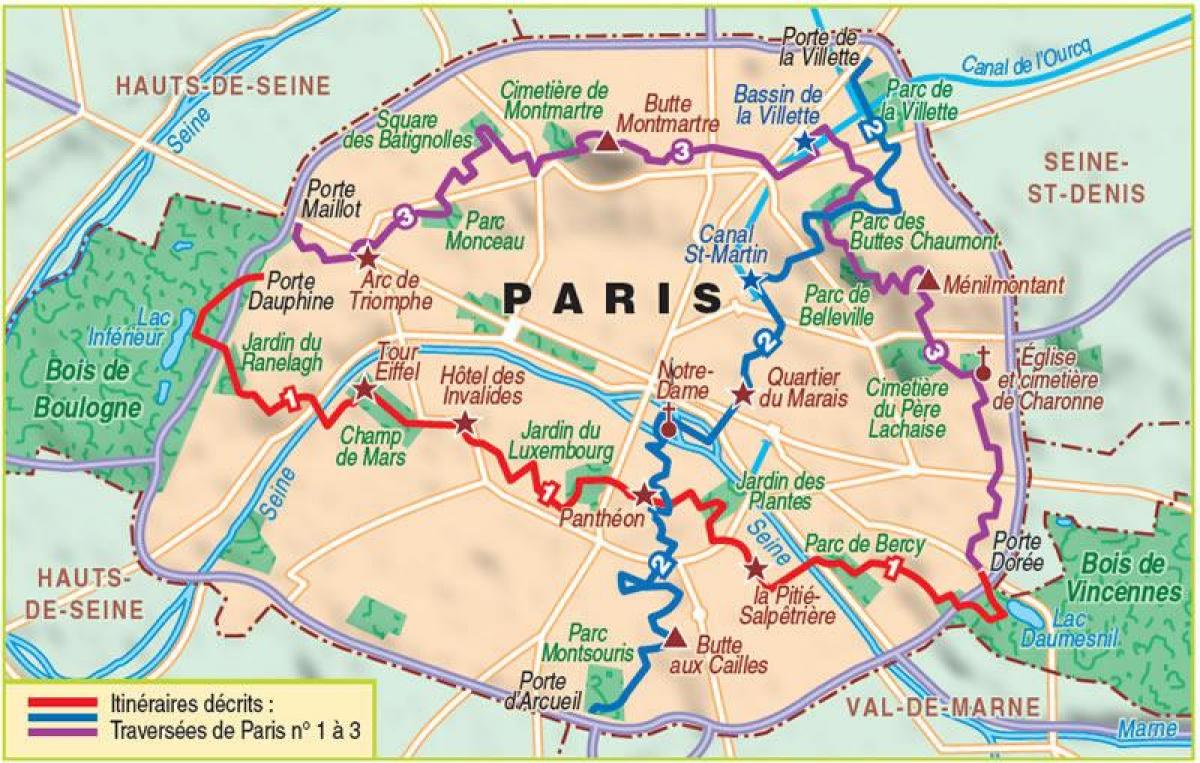 Mapa Paryża piesze wycieczki