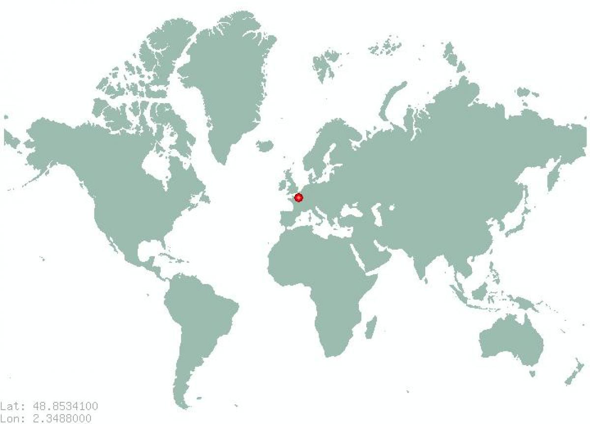 Mapa Paryża na mapie świata
