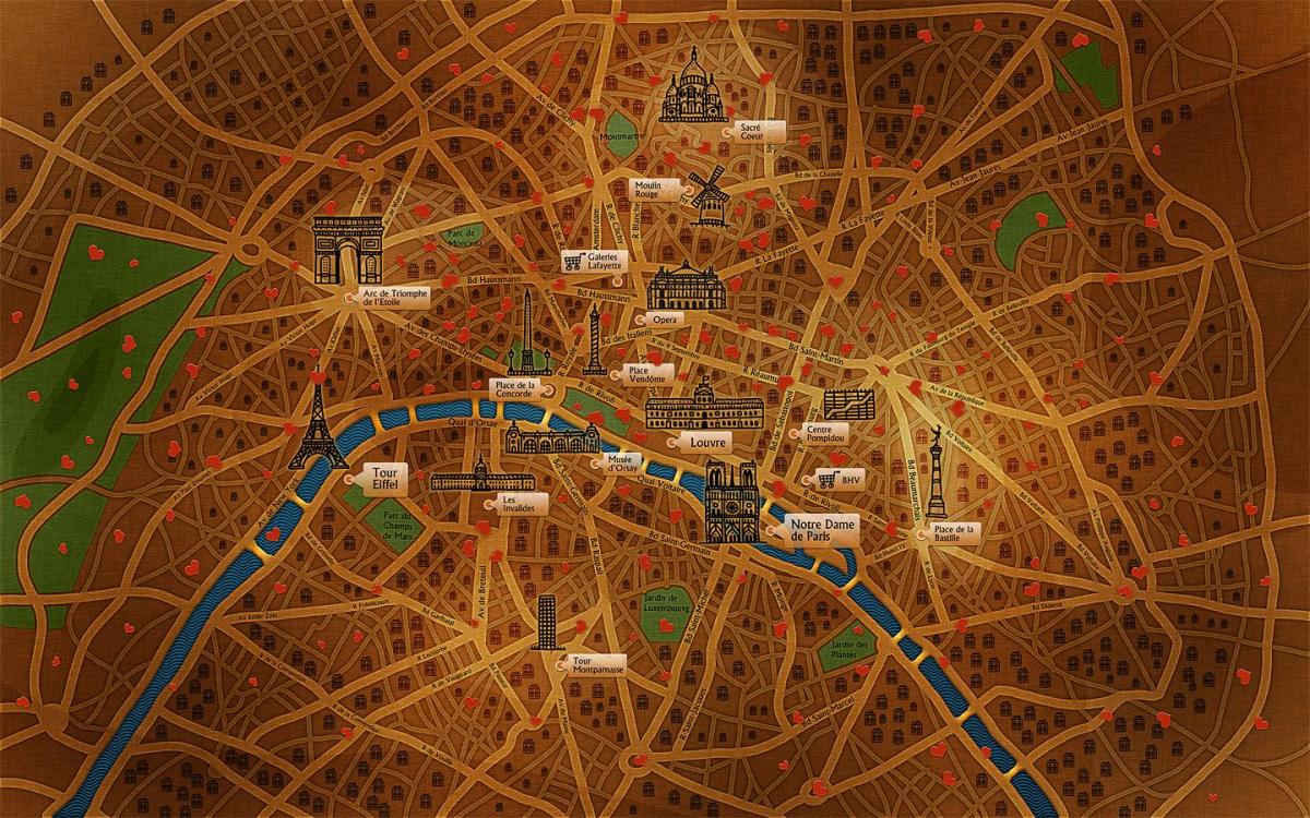 Mapa Paryża tapety