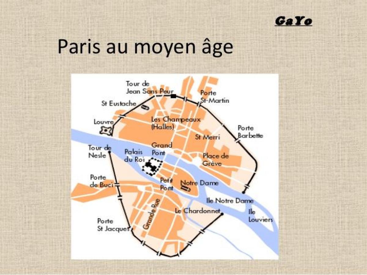Mapa Paryża w średniowieczu