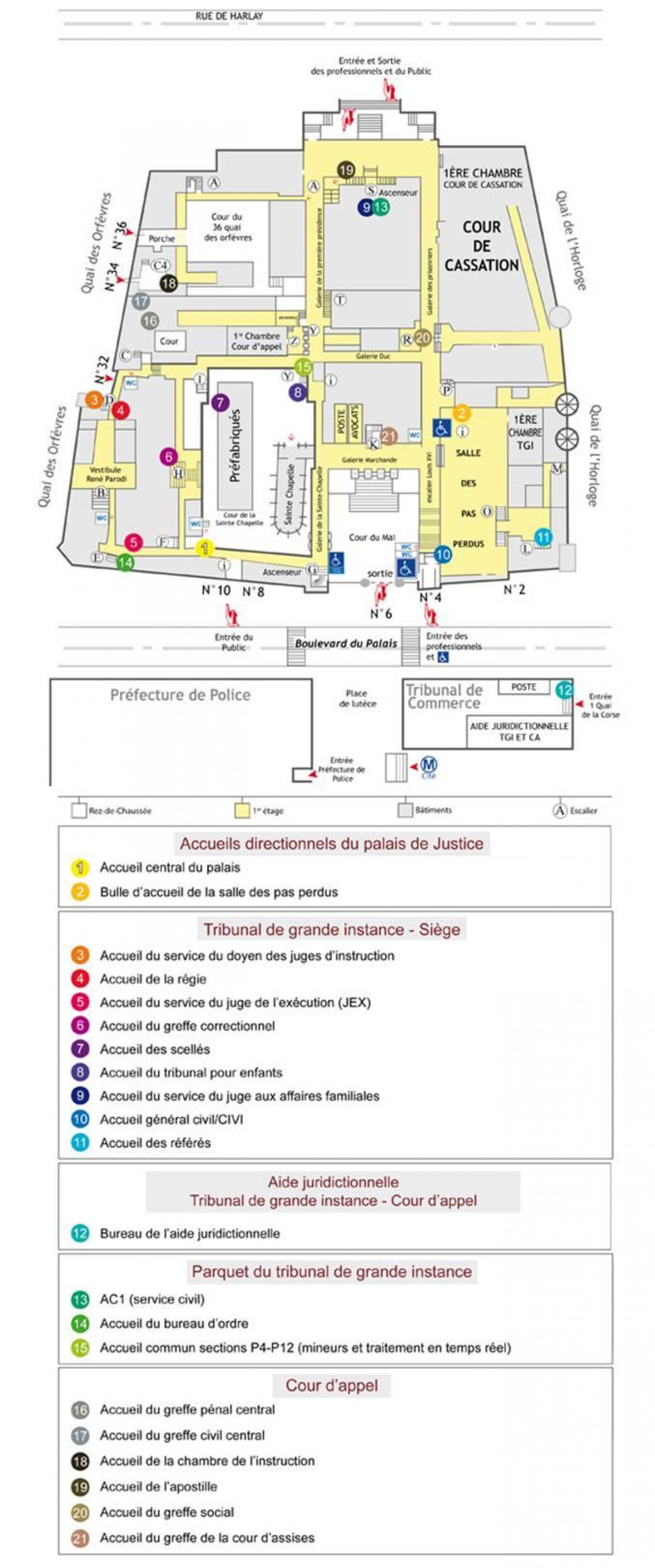 Mapa Pałac sprawiedliwości Paryż