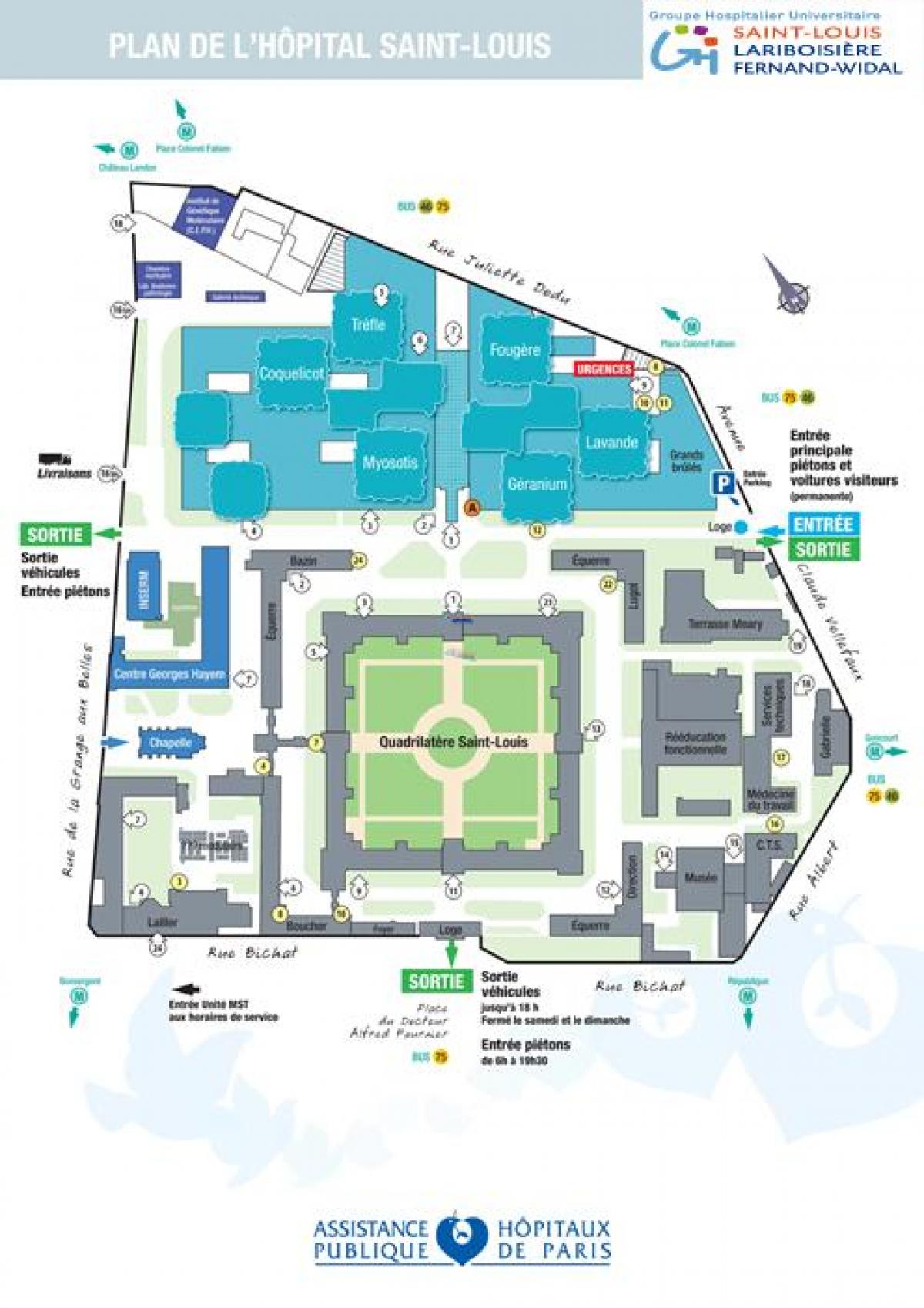 Mapę Saint-Louis szpitalu