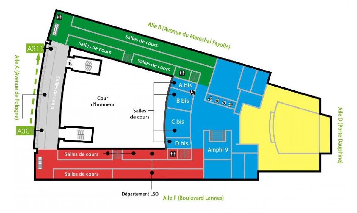 Mapa uniwersytetu Dauphine - 3 piętro