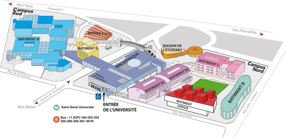 Mapa z uniwersytetu Paris 8.
