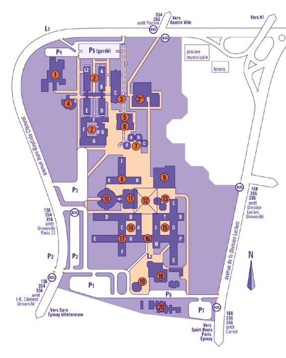 Mapa uniwersytetu Paryż 13.