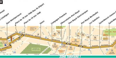 Mapa autobusów Paryża linia 91