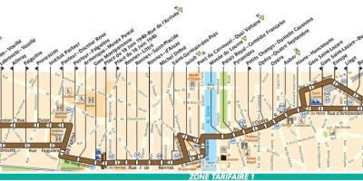 Mapę przystanków autobusowych linii Paryż 95