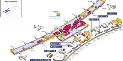 Mapa Charles-de-gaulle terminal 2e lotniska