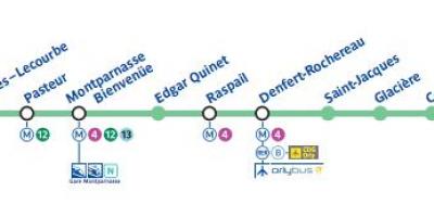 Mapa Paryża metrem linii 6