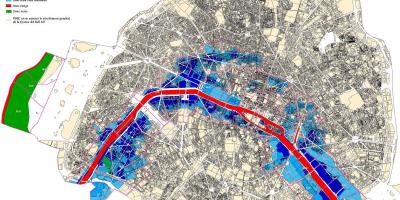 Mapa Paryża flood