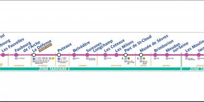 Mapa Paryża tramwaj T2