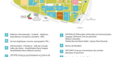 Mapa uniwersytetu w Nanterre
